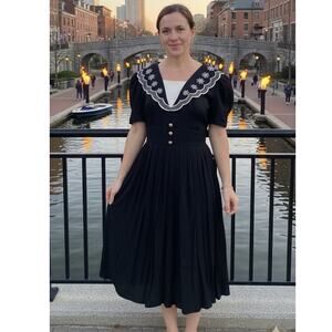 Vintage S.L. Petites sailor collar midi dress
